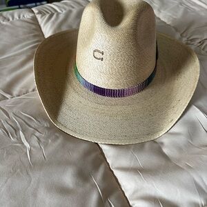 Beige Cowboy Hat with Multicolor Band